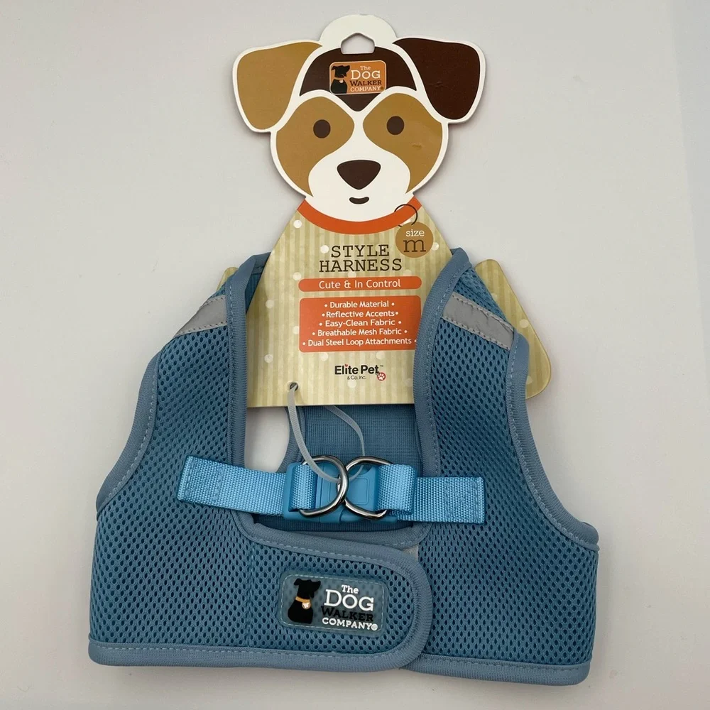 *New* Elite Pet & Co. Inc. The Dog Walker Company Light Blue Medium Harness